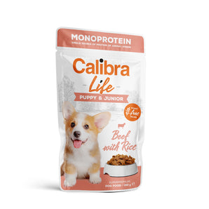 Calibra Dog Life Puppy & Jnr Beef Wet Food Pouch 10x150g
