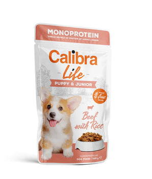 Calibra Dog Life Puppy & Jnr Beef Wet Food Pouch 10x150g